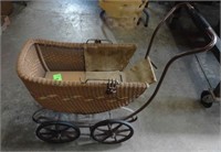 Vintage Wicker Baby Buggy