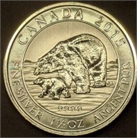 2015 1 1/2oz Silver Canadian Polar Bear