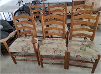 6 Floral & Wood Chairs