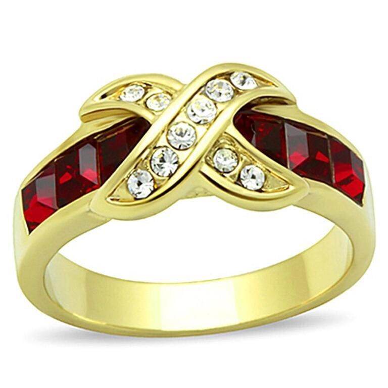 14k Gold Ip 1.08ct White Sapphire & Garnet Ring