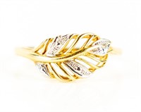 Jewelry 10kt Yellow Gold Leaf / Feather Ring