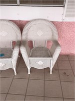 Two plastic wicker chairs #162