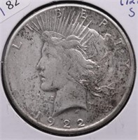 1922 S PEACE DOLLAR VF