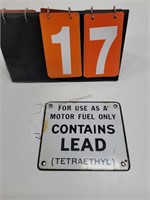 PORCELAIN "CONTAINS LEAD" PUMP SIGN