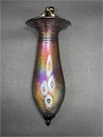 Hand blown glass wall pocket vase floral pattern