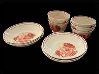 19th Century Iron Red Transferware lot