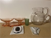 Antique Porcelain Letters and Depression glass