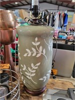 Green Floral Lamp With Shade