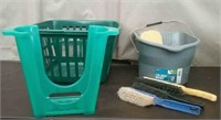 Bucket, 3 Dust Brushes, Waste Bag Holder, &