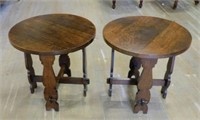 Cross Trestle Base Oak Occasional Tables.