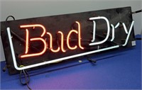 Vintage Bud Dry Neon Sign 27 x 9” h