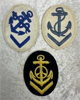 3 German WWII Kreigsmarine Insignia Patches