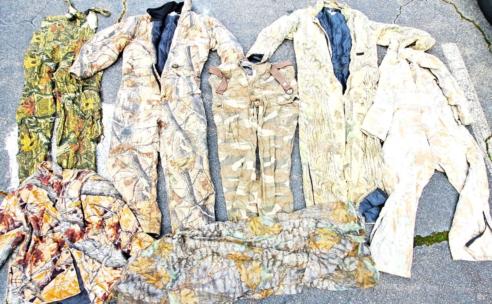 LOT OF ASSORTED CAMOUFLAGE HUNTING CLOTHING LOT