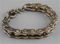 Heavy silver bike chain bracelet marked Mexico 825