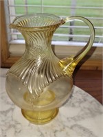 Beautiful Vintage Yellow Amber Glass Pitcher