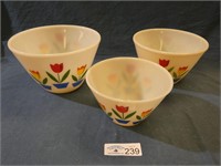 Fire King Nest of (3) Tulip Bowls