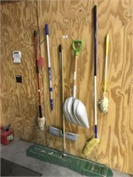 Brooms, Mop, Shovel & Gas Can