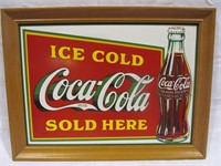 Framed Coca-Cola sign, metal