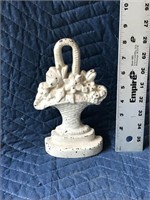 Vintage Cast Iron Doorstop Basket of Flowers