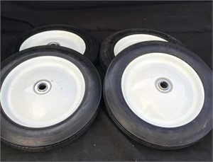4 - 10 x 1 3/4 Flat Steel Rubber Wheels
