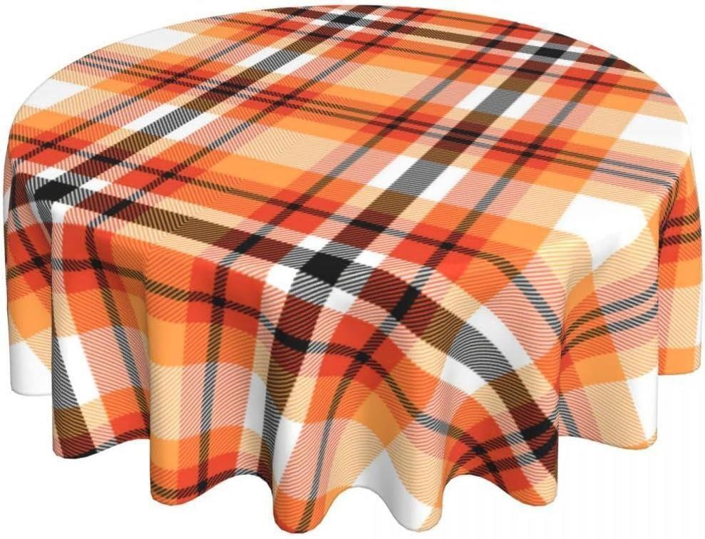 Round Tablecloth 70 Inch Christmas Winter Orange