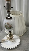 PAINTED MILK GLASS LAMP