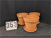 3 Terra Cotta 12.2" Planter with Bases