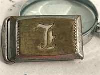 Monogrammed vintage belt buckle. 1 1/4" x 2"