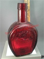 Wheaton red glass historical bottle horses and
