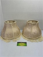 2 Antique Pink Floral Lamp Shades