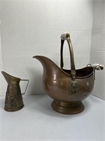 Large Cooper Coal Scuttle Bucket and Pitcher