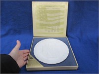 white fenton "colonial" commemorative plate with