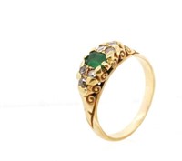 Antique emerald, diamond & 18ct yellow gold