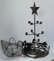 24" Metal Christmas Tree with Candle Holders and