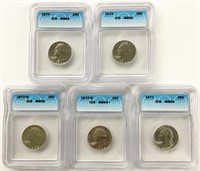 Lot of Five MS-63 and MS-64 1970-71 Quarters.