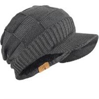 NEW! Forbusite Men Knit Beanie Visor Hat. Grey