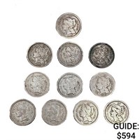 1865 US Nickel 3 Cents (11 Coins)