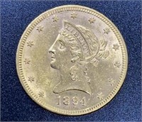 1894 Liberty Head Variety 2 $10 Gold Coin