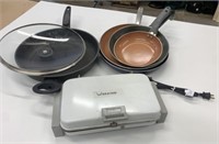 Lot of Used Fry Pans & Toastess Sandwich Maker