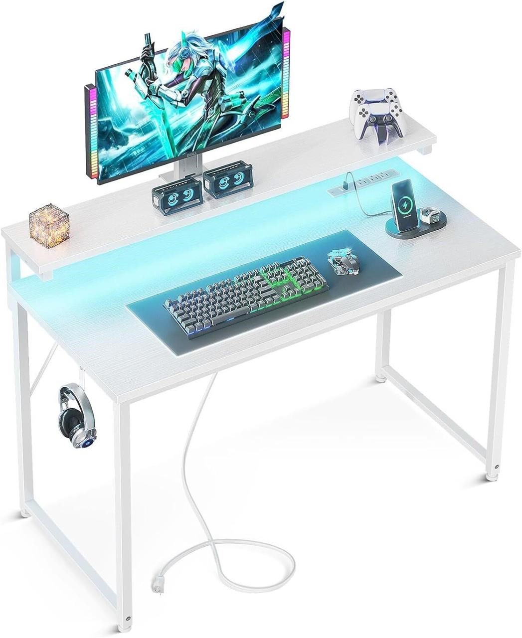 AODK 40 Desk w/ LED & Adjustable Shelf  White