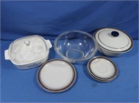 Salem Stoneware Serving Bowls, Saucers,