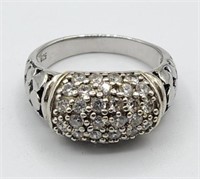 Sterling 6.4g Tw Sz 7 Ring Pave Cubic Zirconia