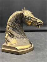 Vintage Brass Horse Head Statue Figure Bookend