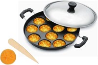 (N) IndiaBigShop Non-Stick Appam Pan, 12 Cavities,