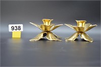 Beautiful vintage brass flower candle holders