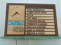 Fresca menu board advertisement, corner damaged