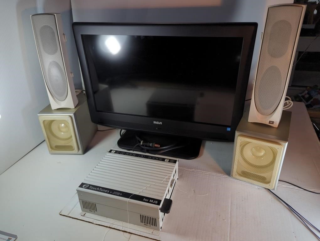Rca Monitor, 2 Sets of Speakers, and TouchTunes