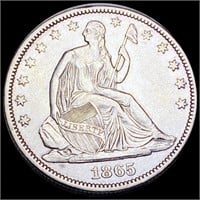 1865 Seated Half Dollar CLOSELY UNCIRCULATED
