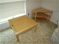 2 FAMILY ROOM TABLES - CORNER & GAME TABLES