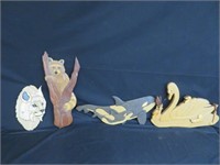 4 WOOD CARVINGS OF ANIMALS